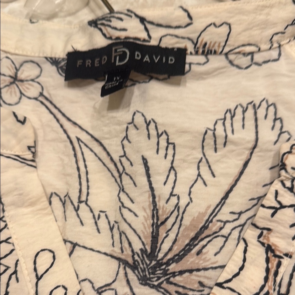 Fred David Beige and Black Floral Blouse